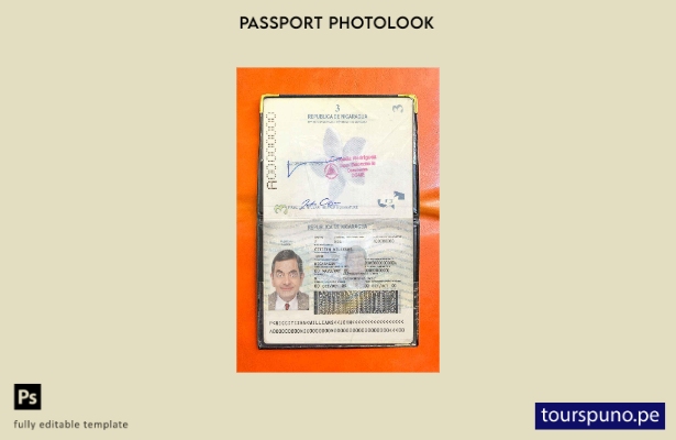 Plantilla de aspecto fotográfico del pase de Nicaragua lista para imprimir